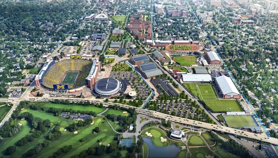 An aerial view of Ross Athletic Campus