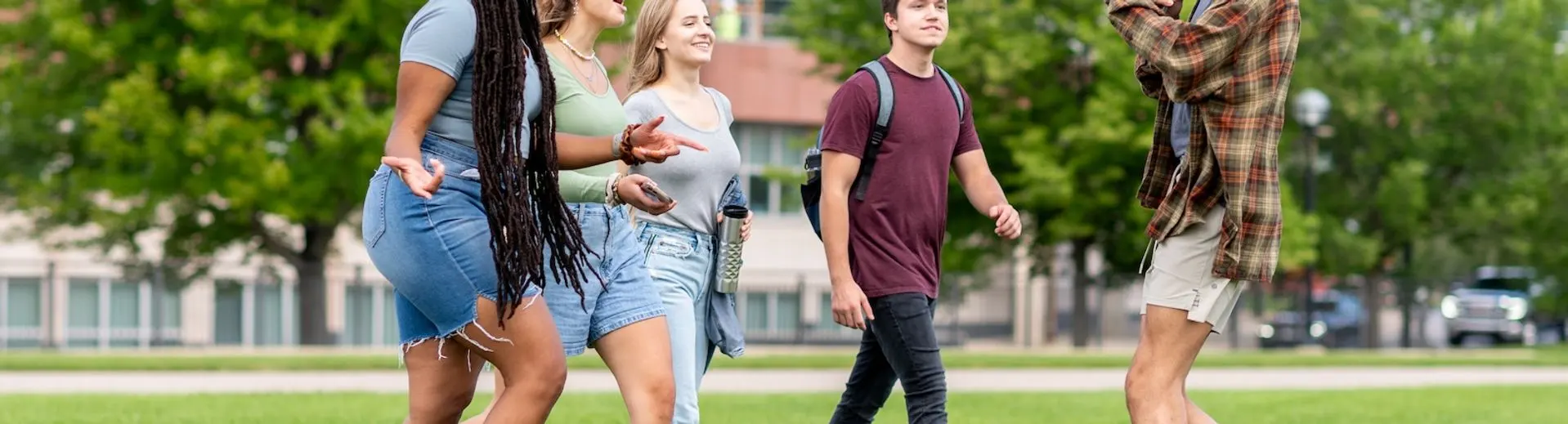 Students walking together on Palmer Field