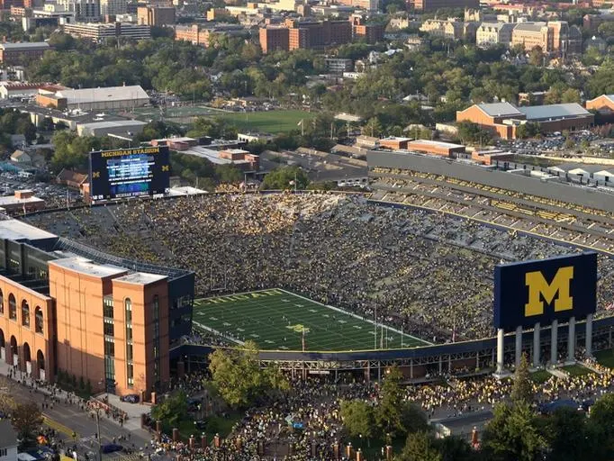 An overhead view of Michigan Stadium