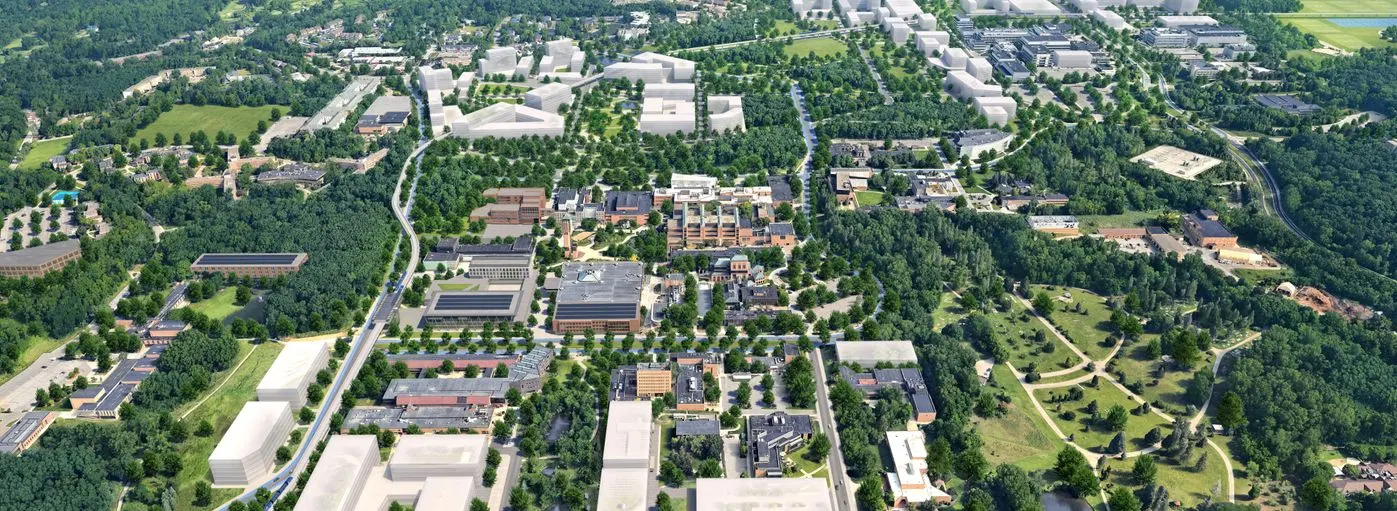 An aerial view of North Campus