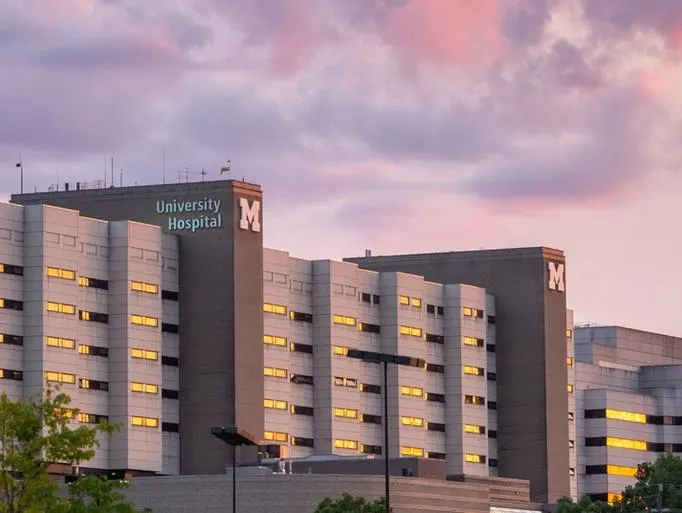 University Hospital at sunset