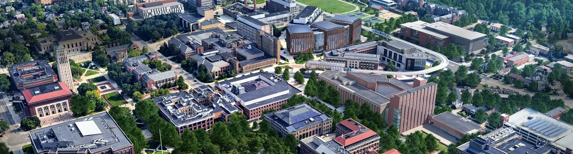 An aerial view of Central Campus 2050