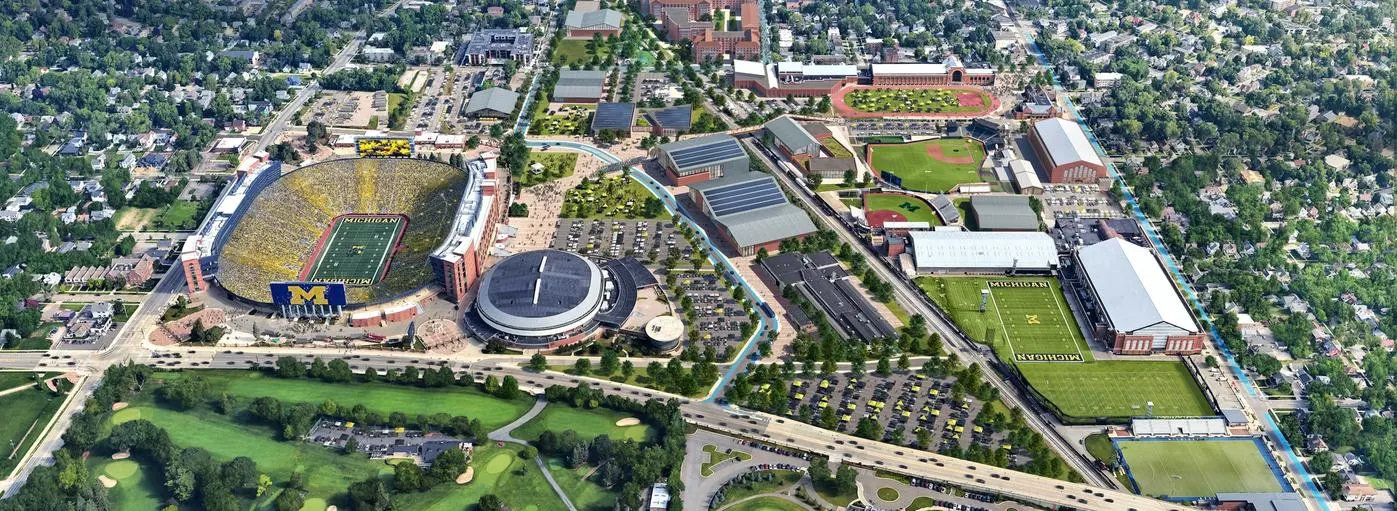 An aerial view of Ross Athletic Campus