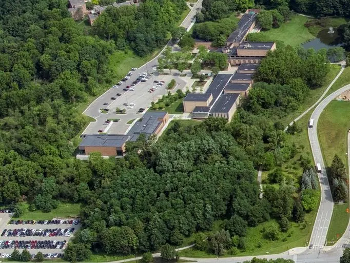 An aerial view of the the South Core area of North Campus