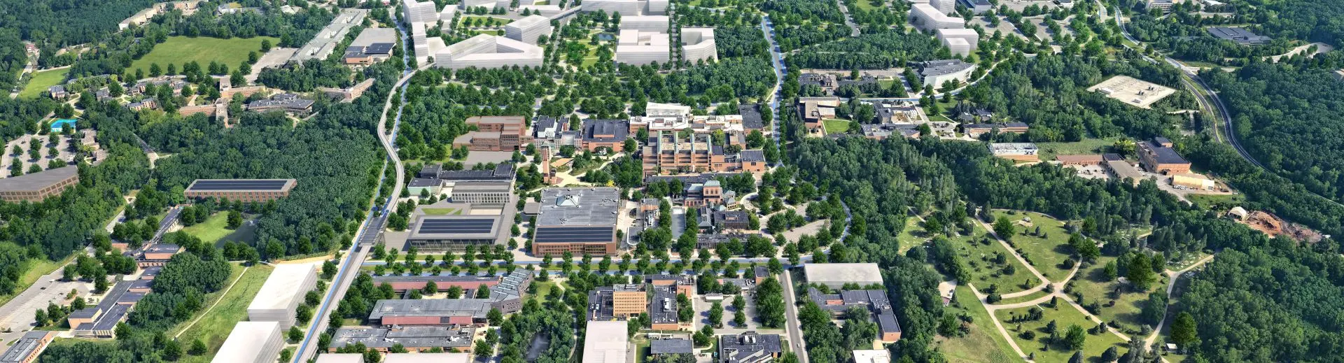 An aerial view of North Campus