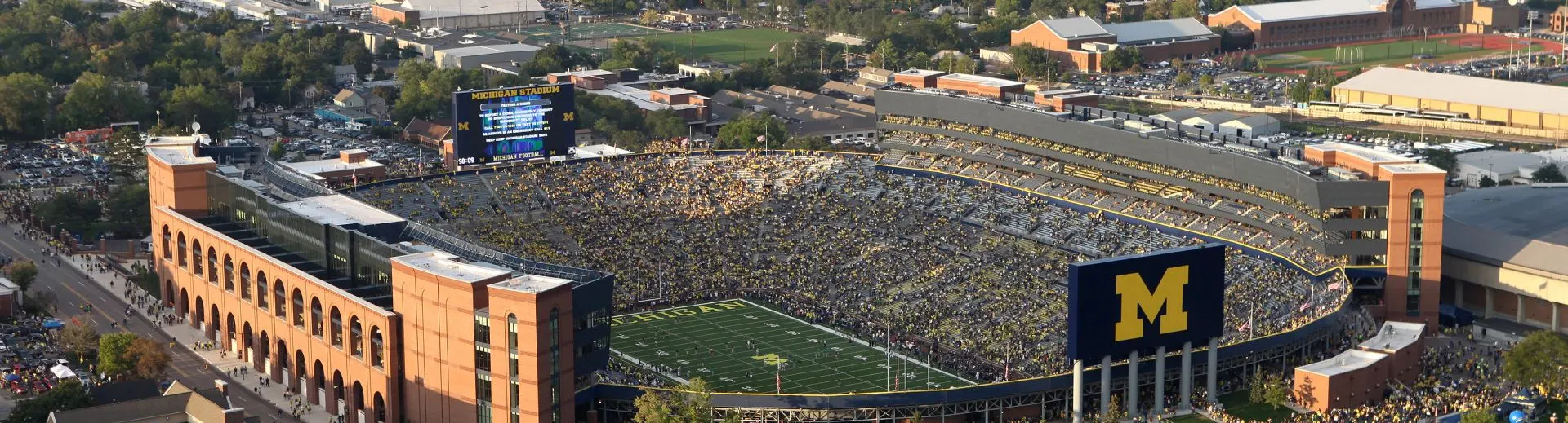 An overhead view of Michigan Stadium