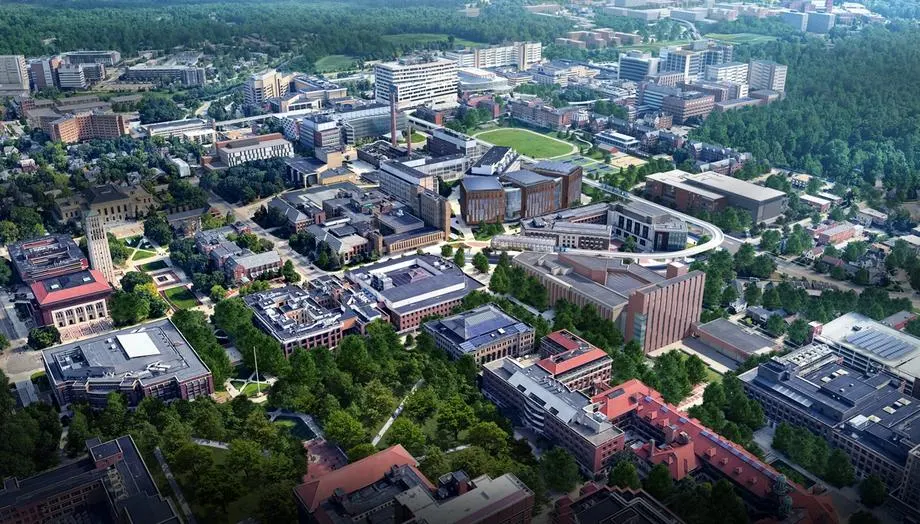 An aerial view of Central Campus 2050