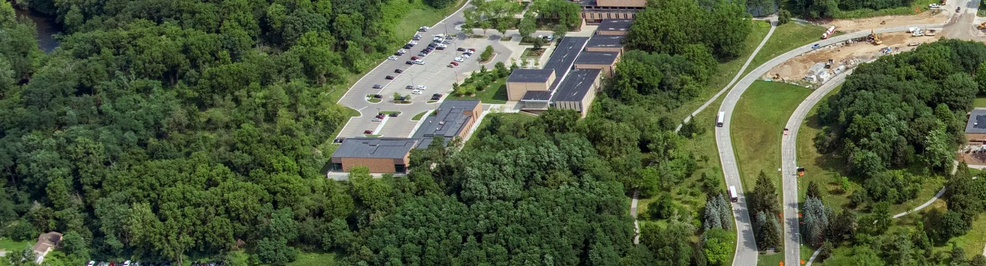 An aerial view of the the South Core area of North Campus