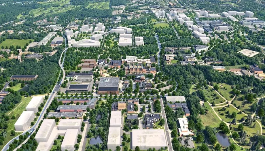 An aerial view of North Campus