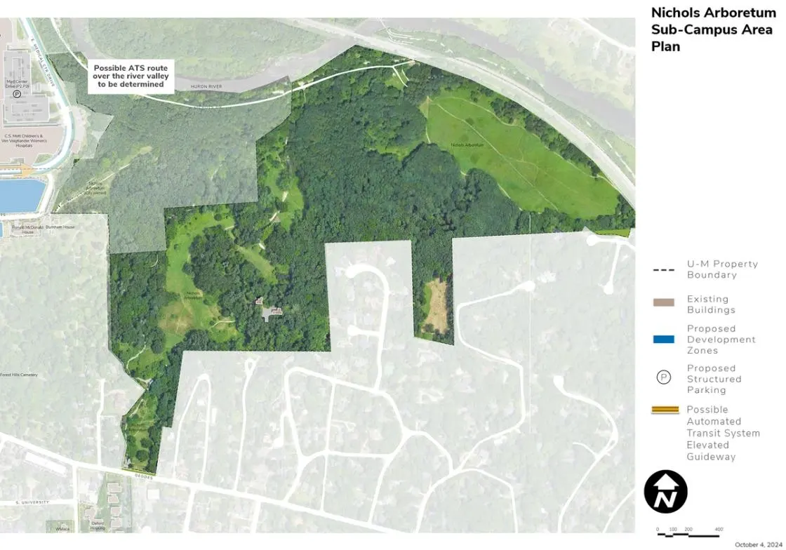 Nichols Arboretum Area map