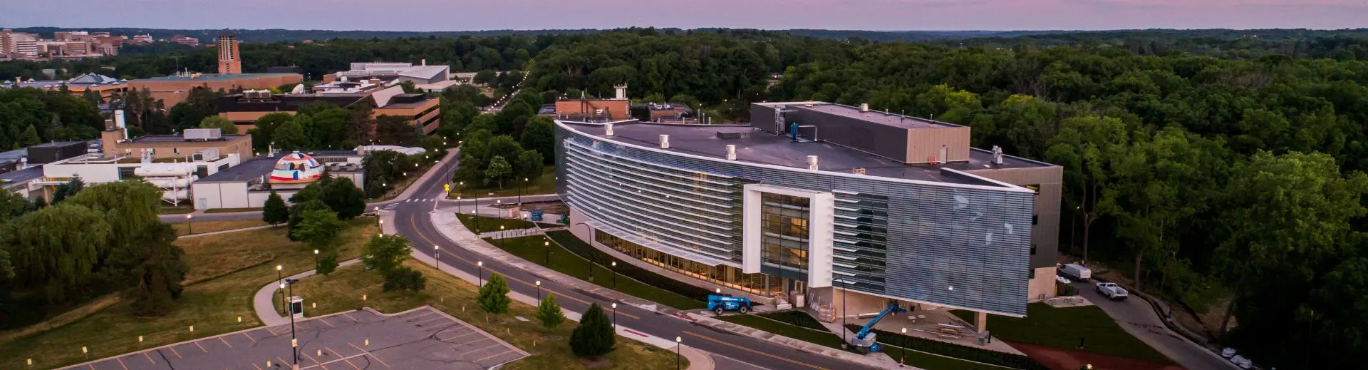 An aerial view of the East Core area of North Campus