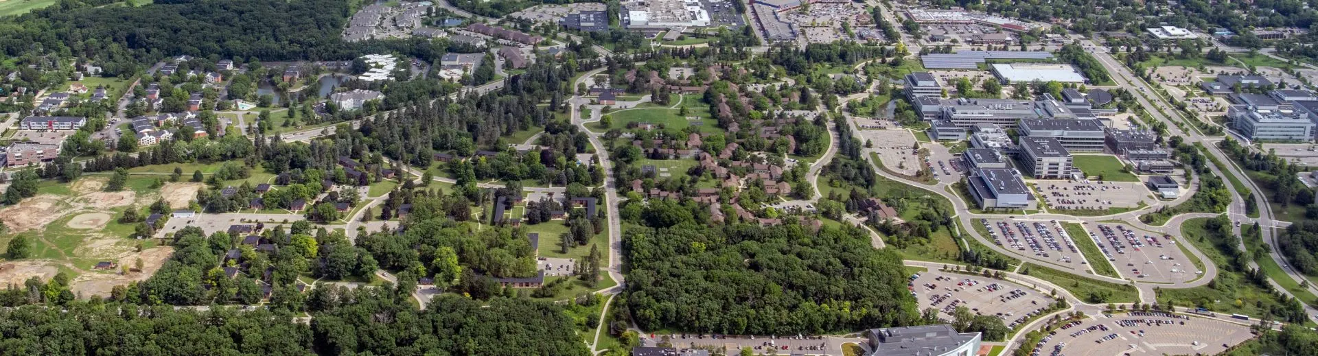 An aerial view of the proposed area for the Innovation District on North Campus